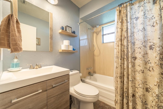 1793 SW 22nd Ter, Okeechobee, FL 34974 - full bath with shower / tub combo with curtain, toilet, vanity, and a textured wall