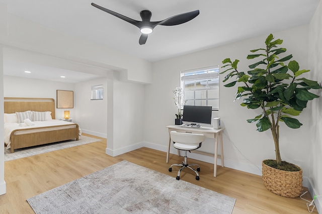2137 Longwood Rd, West Palm Beach, FL 33409 - home office featuring wood finished floors, ceiling fan, baseboards, and recessed lighting