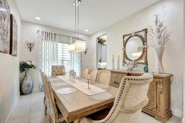 11051 SW Ivory Springs Ln, Port Saint Lucie, FL 34987 - dining space with baseboards, light tile patterned floors, a chandelier, and recessed lighting