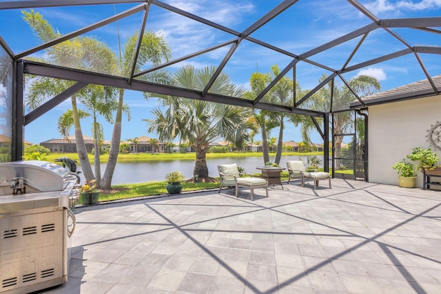 11051 SW Ivory Springs Ln, Port Saint Lucie, FL 34987 - view of patio with a water view and glass enclosure