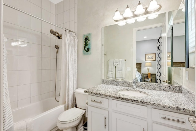 11051 SW Ivory Springs Ln, Port Saint Lucie, FL 34987 - ensuite bathroom with shower / bath combination with curtain, vanity, and toilet