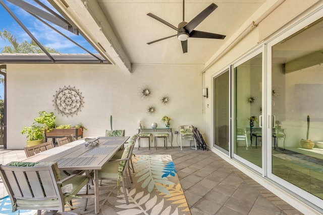 11051 SW Ivory Springs Ln, Port Saint Lucie, FL 34987 - sunroom / solarium featuring a ceiling fan and outdoor dining space