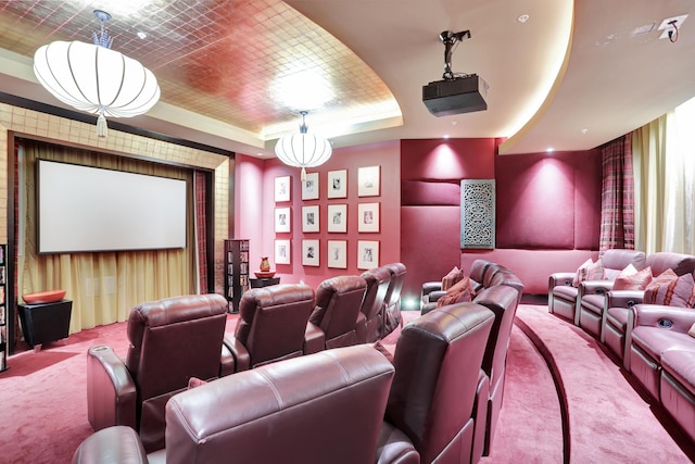 1 N Ocean Blvd Unit Ph05, Pompano Beach, FL 33062 - carpeted cinema featuring a raised ceiling