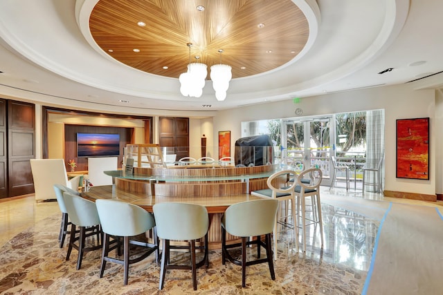 1 N Ocean Blvd Unit Ph05, Pompano Beach, FL 33062 - bar with a raised ceiling, a chandelier, and recessed lighting