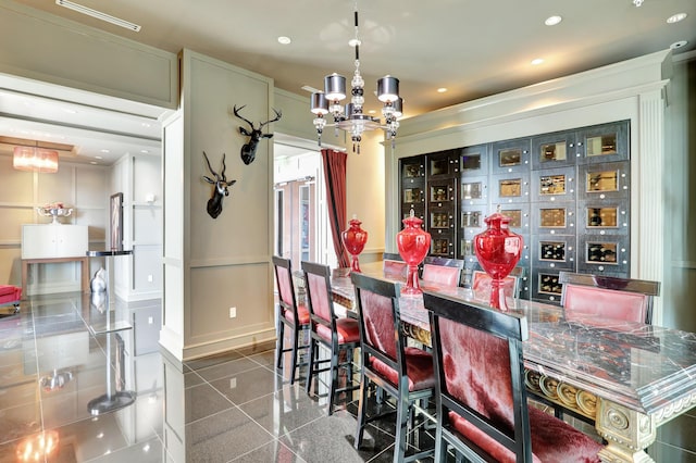 1 N Ocean Blvd Unit Ph05, Pompano Beach, FL 33062 - dining area with a chandelier, recessed lighting, and tile patterned flooring