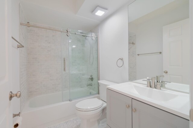 12236 Sag Harbor Ct Unit 3, Wellington, FL 33414 - bathroom with toilet, shower / bath combination with glass door, vanity, and tile patterned floors