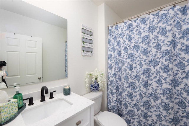 12314 SW Rimini Way, Port Saint Lucie, FL 34987 - bathroom with vanity, toilet, and a shower with curtain