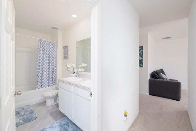 12314 SW Rimini Way, Port Saint Lucie, FL 34987 - bathroom featuring vanity, toilet, and shower / bath combination with curtain
