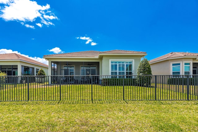 8762 SW Montova Way, Port Saint Lucie, FL 34987 - view of front facade featuring ceiling fan, a tile roof, and stucco siding