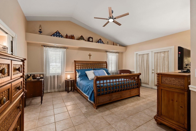16673 75th Way N, Palm Beach Gardens, FL 33418 - bedroom with lofted ceiling, light tile patterned floors, and access to exterior