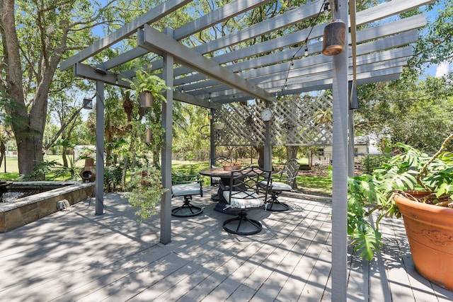 16673 75th Way N, Palm Beach Gardens, FL 33418 - wooden deck featuring outdoor dining space and a pergola