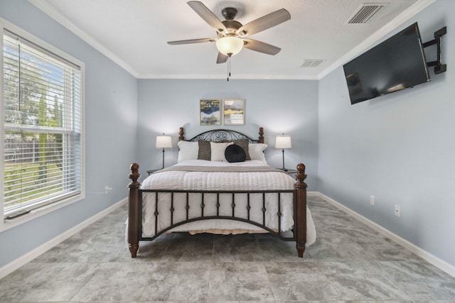 1649 Talbott St SE, Palm Bay, FL 32909 - bedroom with ornamental molding, baseboards, and ceiling fan