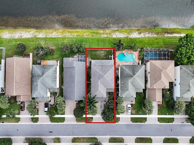123 Canterbury Pl, Royal Palm Beach, FL 33414 - aerial view of property's location with a pool and property boundaries highlighted