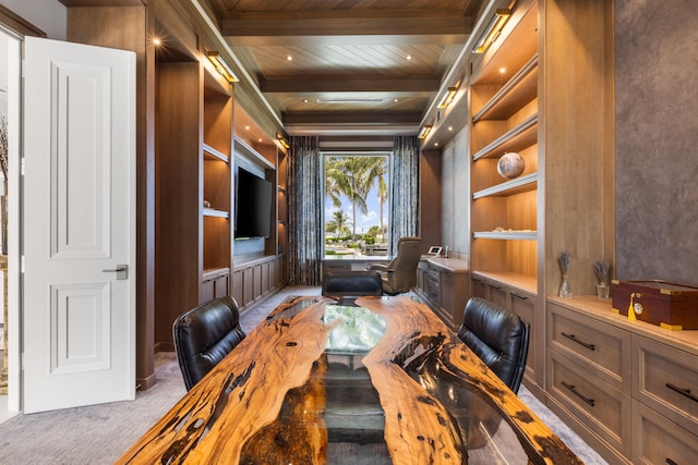 526 N Ocean Blvd, Delray Beach, FL 33483 - carpeted office space featuring built in features and wooden ceiling with exposed beams
