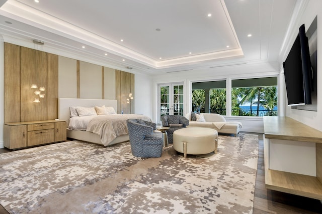526 N Ocean Blvd, Delray Beach, FL 33483 - bedroom with a tray ceiling, recessed lighting, and ornamental molding