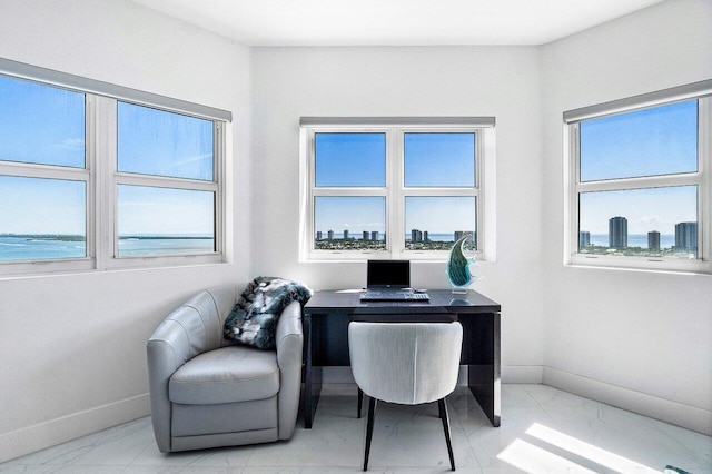 2640 Lake Shore Dr Unit 2307, Riviera Beach, FL 33404 - office featuring baseboards and light marble finish floors