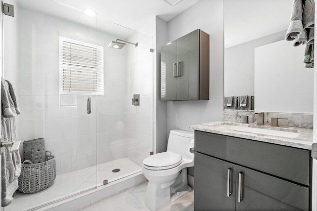 2640 Lake Shore Dr Unit 2307, Riviera Beach, FL 33404 - bathroom with toilet, vanity, and a stall shower