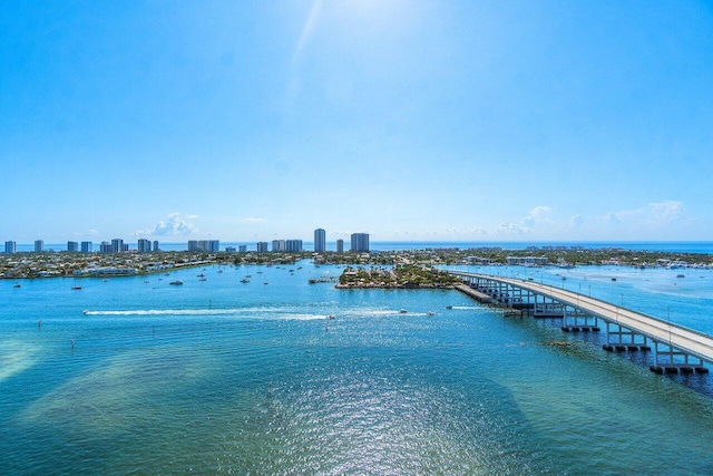 2640 Lake Shore Dr Unit 2307, Riviera Beach, FL 33404 - water view with city skyline and a notable bridge