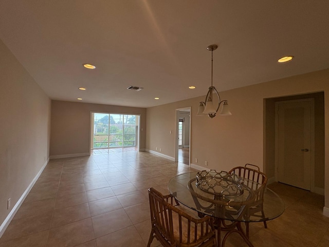 118 Yacht Club Dr Unit 7, North Palm Beach, FL 33408 - dining room with recessed lighting, light tile patterned floors, baseboards, and a chandelier