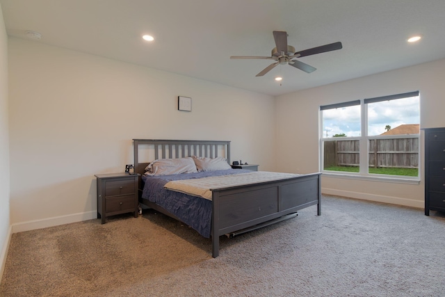 517 SW Cherryhill Rd, Port Saint Lucie, FL 34953 - bedroom with recessed lighting, carpet, and a ceiling fan