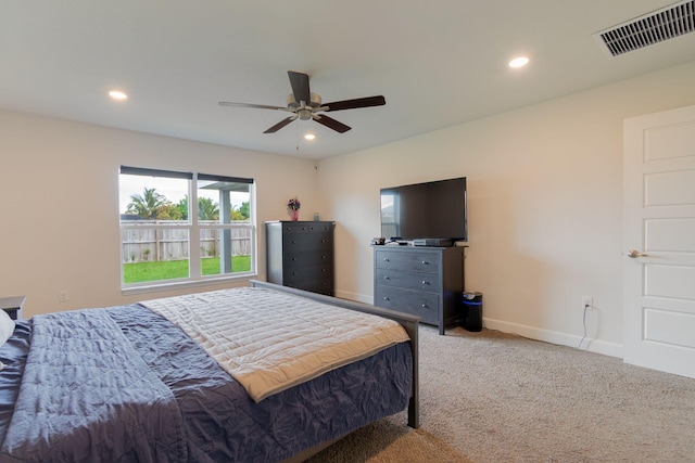 517 SW Cherryhill Rd, Port Saint Lucie, FL 34953 - bedroom featuring carpet flooring, recessed lighting, baseboards, and ceiling fan