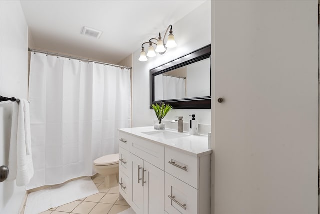 744 Buttonwood Ln Unit 411-D, Boynton Beach, FL 33436 - full bathroom with vanity, tile patterned flooring, toilet, and curtained shower