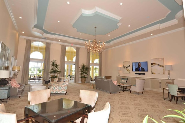 101 Sedona Way, Palm Beach Gardens, FL 33418 - building lobby featuring a high ceiling, ornamental molding, and recessed lighting