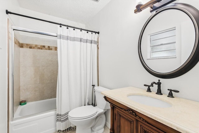 1430 SE Ocean Ln, Port Saint Lucie, FL 34983 - full bathroom featuring vanity, a textured ceiling, shower / bath combo, and toilet