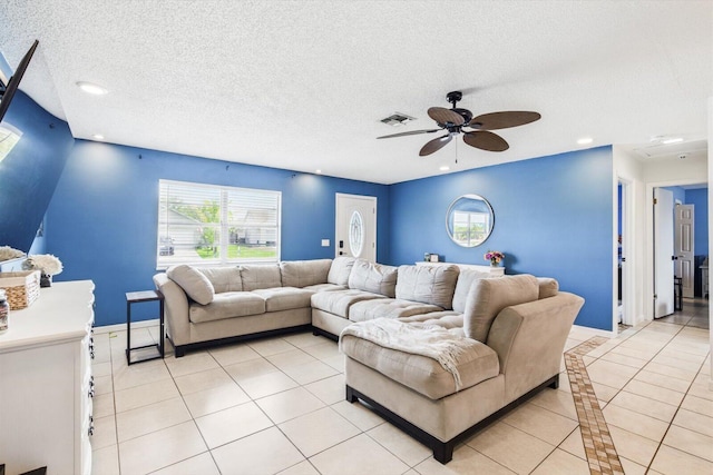 1430 SE Ocean Ln, Port Saint Lucie, FL 34983 - living room featuring light tile patterned flooring, ceiling fan, plenty of natural light, recessed lighting, and baseboards