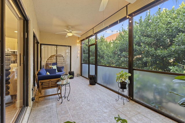 23 Lexington Ln W Unit A, Palm Beach Gardens, FL 33418 - sunroom featuring ceiling fan
