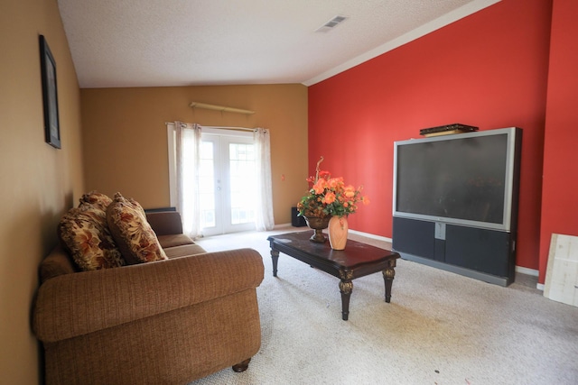 1356 N Climbing Rose, West Palm Beach, FL 33415 - living room with vaulted ceiling, carpet, and baseboards