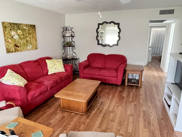 26 Canterbury A, West Palm Beach, FL 33417 - living room featuring wood finished floors and ceiling fan