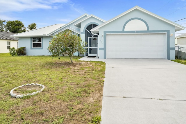 3048 SE Wake Rd, Port Saint Lucie, FL 34984 - ranch-style house featuring stucco siding, a front lawn, driveway, and a garage