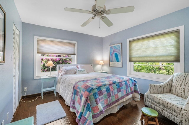 1222 N Palmway, Lake Worth Beach, FL 33460 - bedroom featuring wood-type flooring, baseboards, and ceiling fan