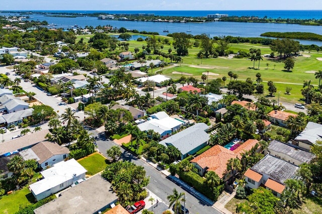 1222 N Palmway, Lake Worth Beach, FL 33460 - aerial perspective of suburban area featuring a local golf course and a nearby body of water