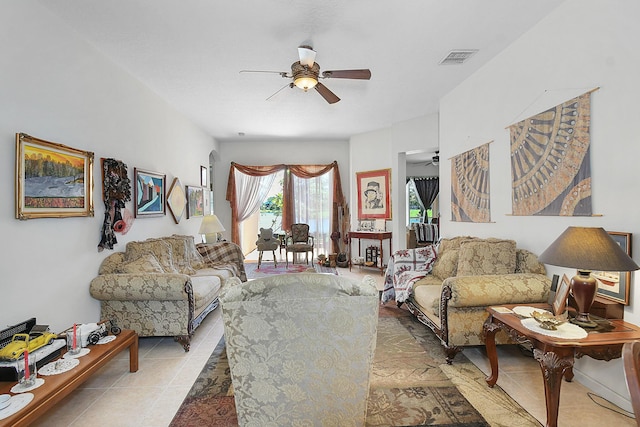 107 NW Summerville Ct, Port Saint Lucie, FL 34986 - living area featuring a ceiling fan and light tile patterned floors