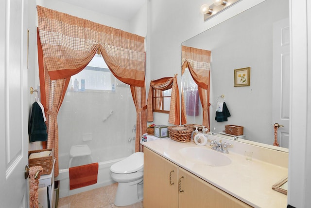 107 NW Summerville Ct, Port Saint Lucie, FL 34986 - full bath with vanity, shower / bath combo with shower curtain, and tile patterned flooring