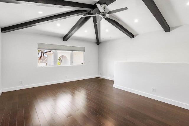 5779 Regency Cir W, Boca Raton, FL 33496 - spare room with beam ceiling, ceiling fan, baseboards, and wood finished floors