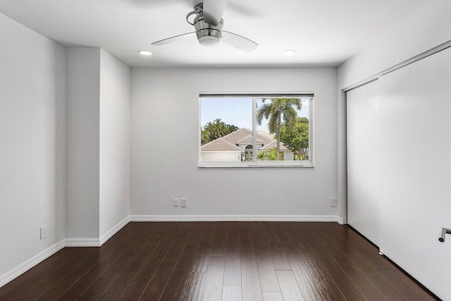 5779 Regency Cir W, Boca Raton, FL 33496 - spare room featuring ceiling fan, hardwood / wood-style floors, recessed lighting, and baseboards