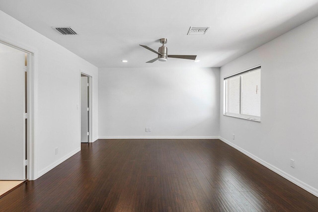 5779 Regency Cir W, Boca Raton, FL 33496 - unfurnished room with ceiling fan, hardwood / wood-style flooring, baseboards, and recessed lighting