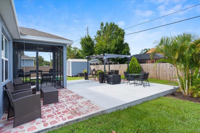 3313 SW Ludlow St, Port Saint Lucie, FL 34953 - fenced backyard featuring a patio and outdoor dining space