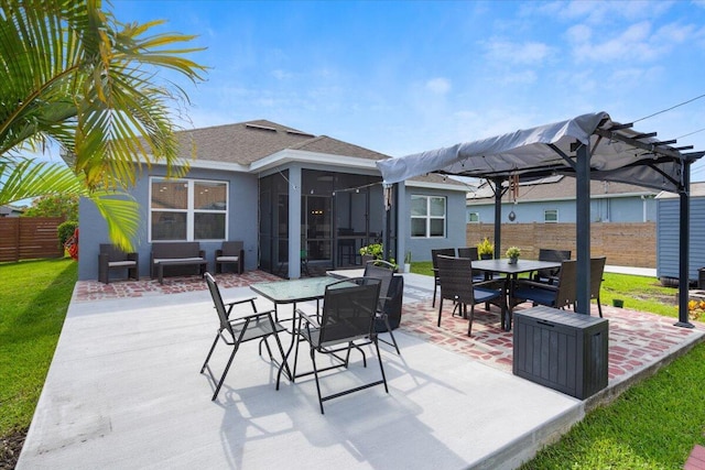 3313 SW Ludlow St, Port Saint Lucie, FL 34953 - view of patio with outdoor dining space, a pergola, and a sunroom