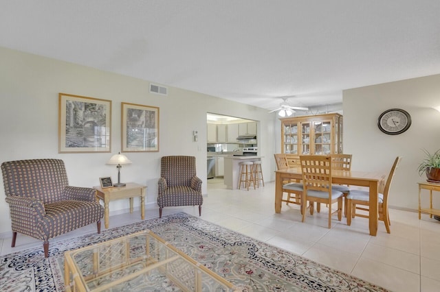 331 Knotty Pine Cir Unit C-1, Greenacres, FL 33463 - living area with a ceiling fan, light tile patterned floors, and baseboards