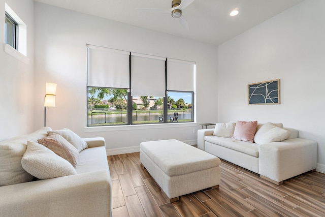 515 Sonoma Isles Cir, Jupiter, FL 33478 - living area featuring plenty of natural light, wood tiled floors, baseboards, and recessed lighting
