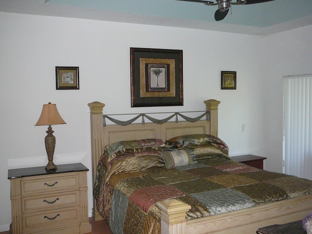 1840 E Sanderling Ln Unit 1, Fort Pierce, FL 34982 - bedroom with wood finished floors and ceiling fan