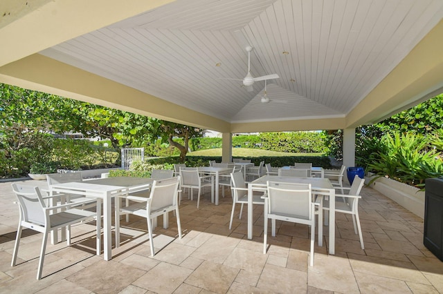 3300 S Ocean Blvd Unit 103S, Palm Beach, FL 33480 - view of patio / terrace with outdoor dining area and ceiling fan