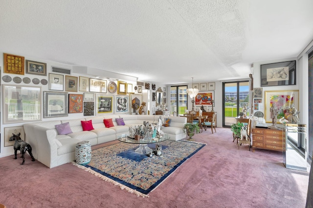 3300 S Ocean Blvd Unit 103S, Palm Beach, FL 33480 - carpeted living room with a textured ceiling