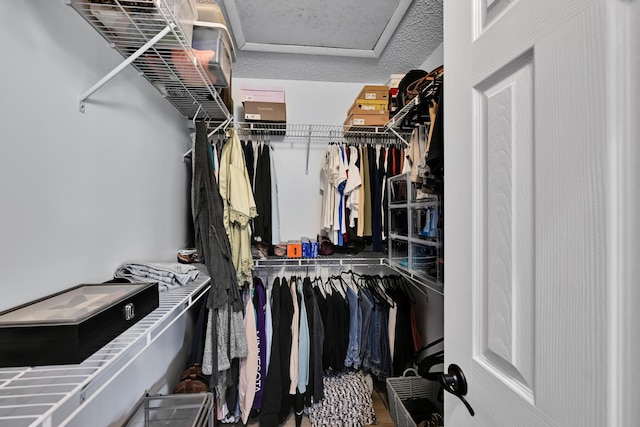 23283 Boca Trace Dr, Boca Raton, FL 33433 - walk in closet featuring attic access