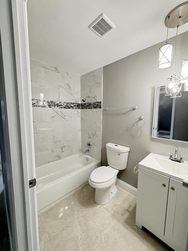 324W W 5th Ter, Pahokee, FL 33476 - bathroom featuring vanity, toilet, shower / bath combination, and baseboards