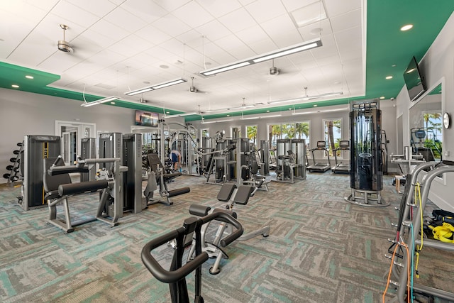 10339 SW Tetian Dr, Port Saint Lucie, FL 34987 - workout area with carpet floors and recessed lighting